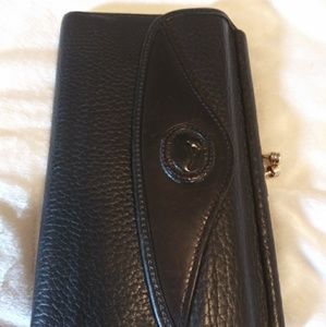 Leather wallet with attached change purse.